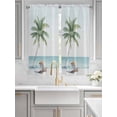 thumbnail image 2 of Coastal Beach Bathroom Window Curtain, Summer Palm Tree Nautical Ocean Seaside Light Filtering Coffee Kitchen Curtains, Bedroom Living Room Curtains 2 Panel 84"x63", 2 of 6