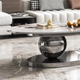thumbnail image 5 of 49.2" Modern Oval Marble Coffee Table – Gray Stainless Steel Base, Scratch-Resistant, Easy Assembly, 5 of 8