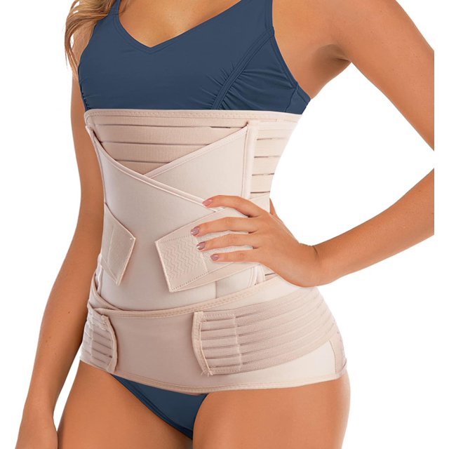 Banda para el vientre posparto 3 en 1, soporte para sección C, envoltura de recuperación, Fajas postparto, fajas abdominales para después del parto (XL, Beige)