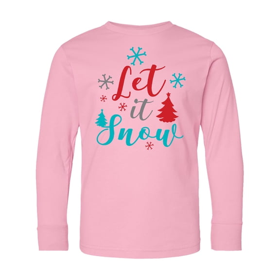 Inktastic Let It Snow, Snowflakes, Trees, Christmas, Xmas Long Sleeve Youth T-Shirt