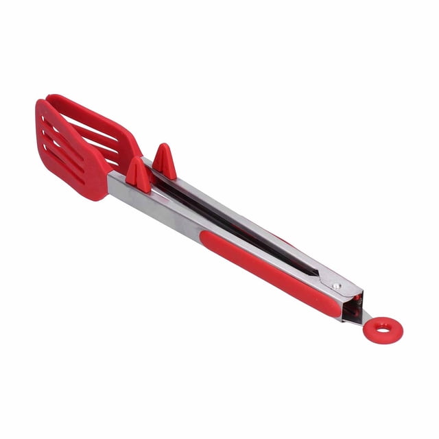 Pince de Cuisson, Pince à Steak Robuste Compacte Polyvalente Durable Pratique pour Tourner et Transporter des Aliments pour Outil de Cuisson 12in Support Rouge