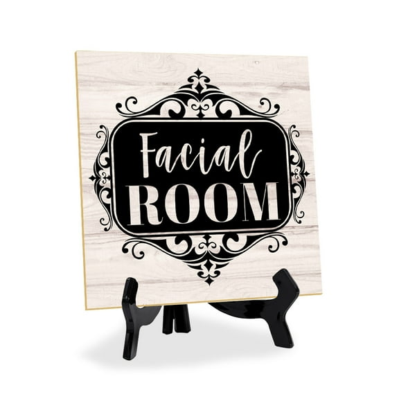 Facial Room 5"x 5" Square Table Sign With Acrylic Easel | Home & Office Decor