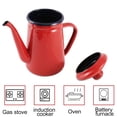 thumbnail image 4 of Bouilloire à Café en Émail 1,1 L Bouilloire à Thé Manuelle Cuisinière à Induction Cuisinière à Gaz Universelle Rouge, 4 of 8