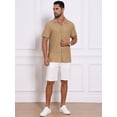 thumbnail image 5 of DARING DIVA Men's Casual Knitted Hollow Out Short Sleeve Shirt M Khaki, 5 of 7