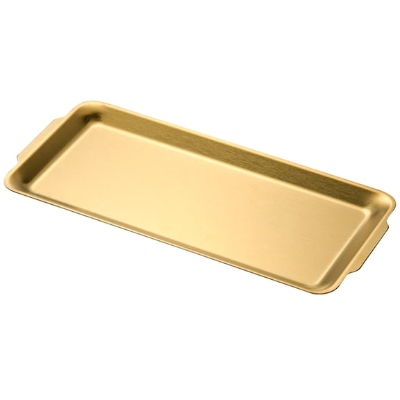 Solivara 3 Piece Stainless Serving Tray Set Rectangle Platter With Rounded Edges For BBQ And Baking(Gold,12.60*6.30 in)