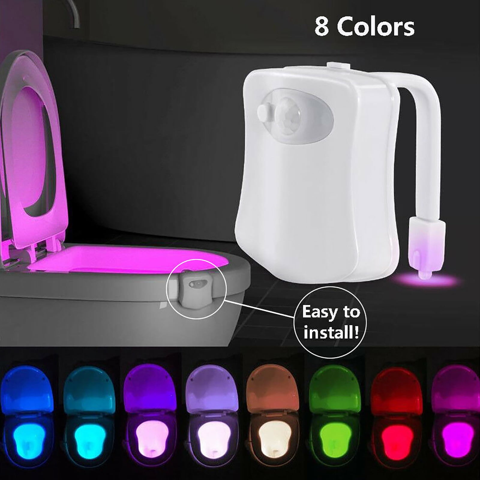 16-Color Toilet Night Light, Motion Activated Detection Bathroom Bowl  Lights, Unique & Funny Birthday Gifts Idea for Dad Teen Boy Kids Men Women,  Cool Fun Gadgets Gag Stocking Stuffers 