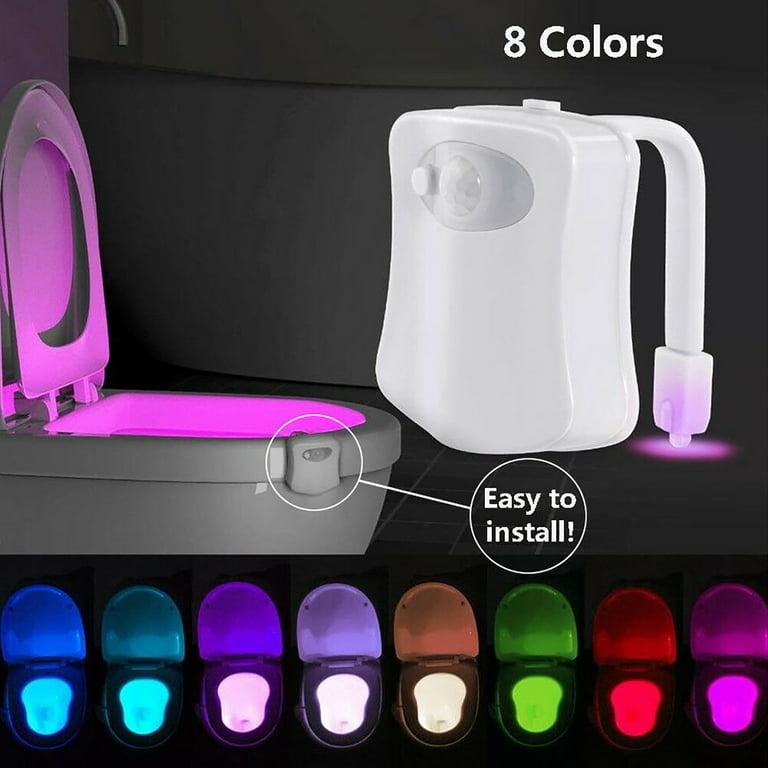 8-Color Toilet Night Light, Motion Activated Detection Bathroom Bowl Lights,  Fit Any Toilet Bowl Light Bathroom Night Light, Unique & Funny Birthday  Gifts Idea for Dad Teen Boy Kids Men Women 