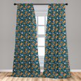 thumbnail image 4 of Ambesonne Plumeria Curtains, Sloths and Watermelons, Pair of 28"x63", Petrol Blue Amber and Rose, 4 of 4