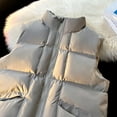 thumbnail image 7 of LpwkSSA Men's Quilted Puffer Vest Full Zip Up With Zippered Pockets Stand Collar Lightweight Causal Sleeveless Jacket Warmth Fall Winter Menswear Tops Gray M, 7 of 7