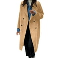 thumbnail image 1 of Yuyuzo Lapel Collar Overcoat Long Sleeve Open Front Button Solid Color Coats Winter Warm Jackets, 1 of 5