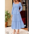 thumbnail image 2 of Vestido PRETTYGARDEN 2025 Maxi Azul Claro con Volantes y Cintura Fruncida Talle S, 2 of 7