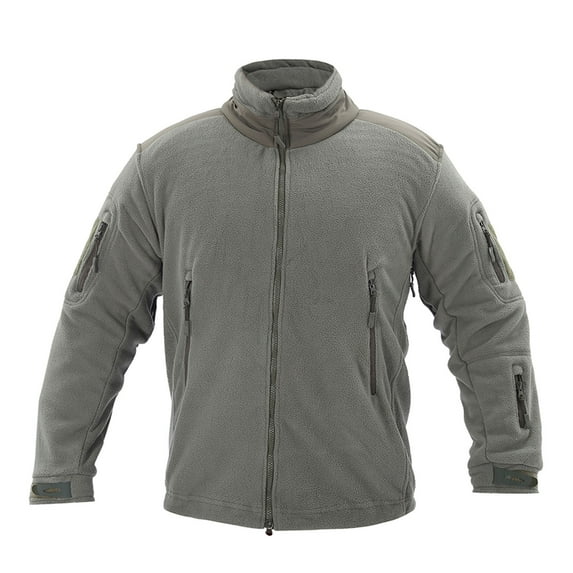 IROINNID Men's Shearling Long Sleeve Solid Color Leisure Outdoor Stand-up Collar Fleece Thickened Warm Sport Fleece Jacket