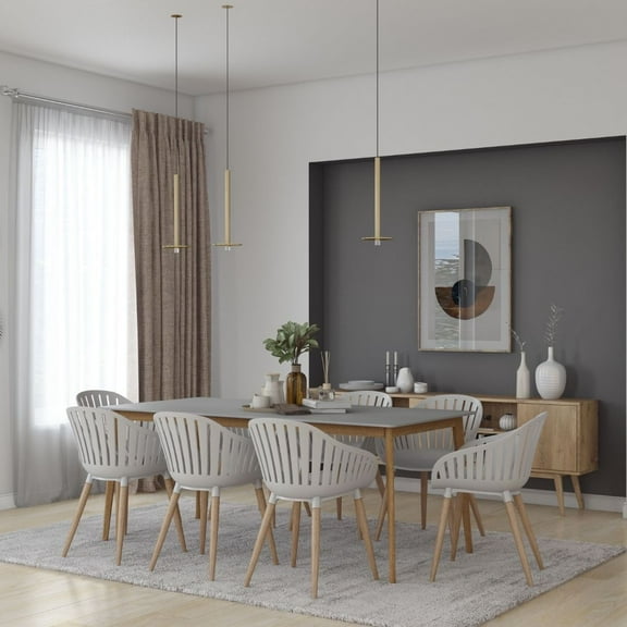 Midtown Concept Robaw 9-Piece Solid Wood 100% FSC and Recycled Resin Rectangular Dining Set