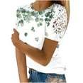 thumbnail image 2 of ALLLIST Going Out Tops for Women Green Floral Casual Crew Neck Short Sleeve Hollow T-Shirts Ladies Tops and Blouses S, 2 of 5