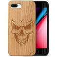 thumbnail image 1 of Case Yard Wooden Case Outside Soft TPU Silicone, Slim Fit Shockproof Wood Protective Phone Cover for Girls Boys Men and Women, Supports Wireless Charging Scary Skull Design case for iPhone-8-Plus, 1 of 7