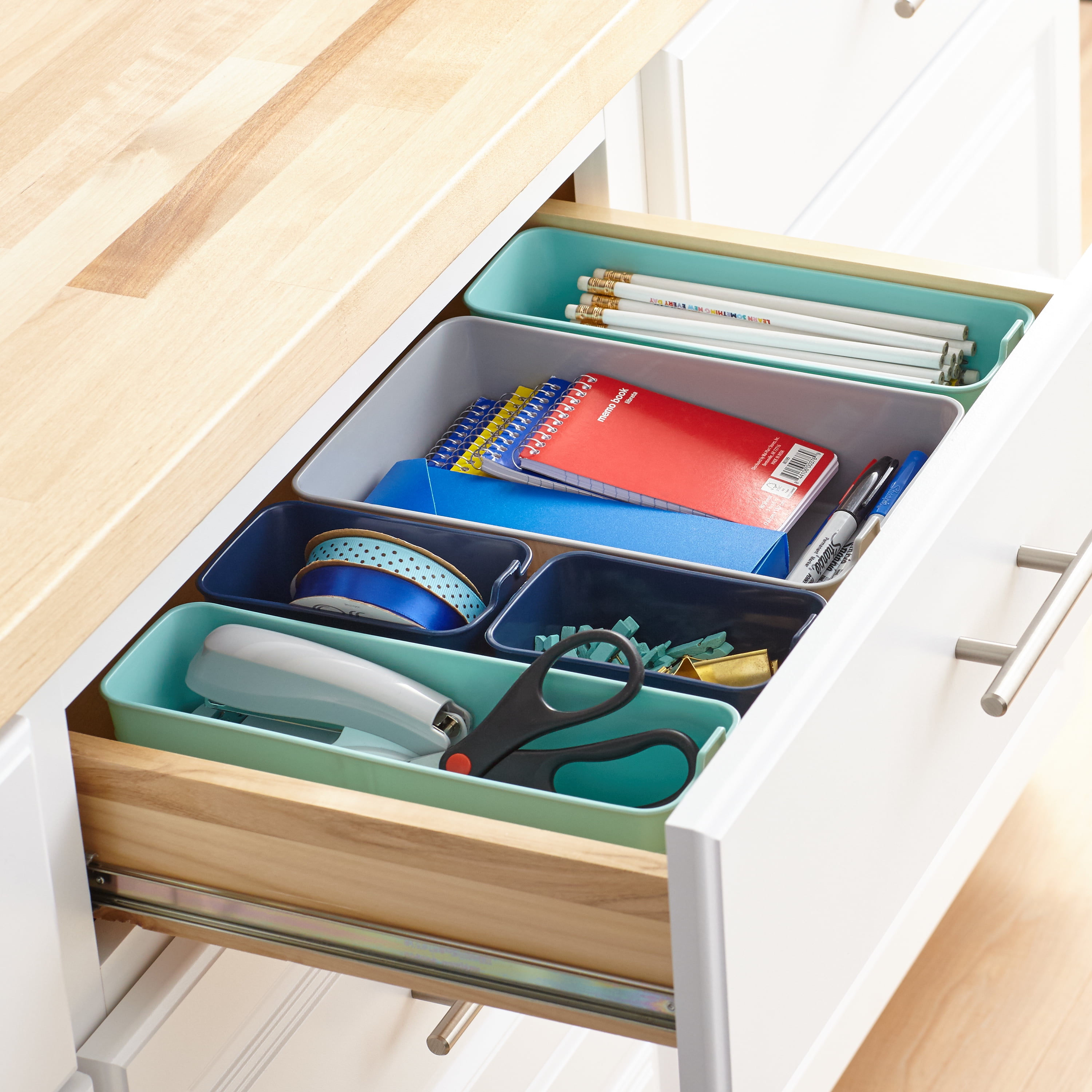 Mainstays Set of 5 Flexible Drawer Storage Organizers, Blue