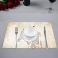 thumbnail image 2 of MKHERT Funny Human Skeleton Posing Over Old Grunge Background Placemats Table Mats for Dining Room Kitchen Table Decoration 12x18 inch,Set of 6, 2 of 4