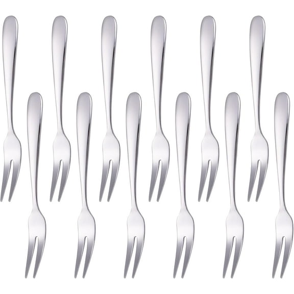 Crab Mini Stainless Steel Forks,Mafier 2 Prong Tasting Appetizer Forks Portable Cocktail Dessert Salad Seafood Fruit Forks for Party Travel,5.51 Inches (Set of 12)