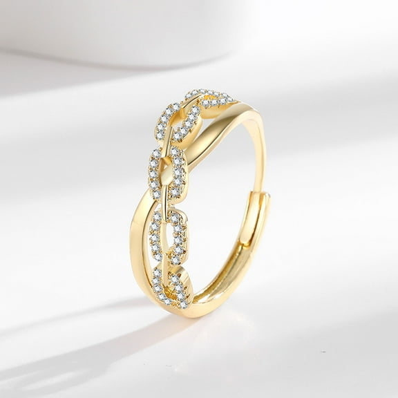 Gold Rings for Women Non Tarnish, 18K Gold Plated Trendy Stackable Gold Rings, Adjustable Open Statement Rings with Cubic Zirconia