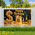 thumbnail image 6 of Golden Theme Happy Birthday Banner Decorative Design Party Backdrop for Birthday Celebration Indoor Party Event, 6 of 8