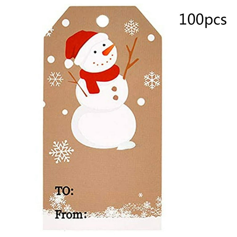 Techinal 100 Pieces Christmas Kraft Paper Gift Tags Snowman Santa