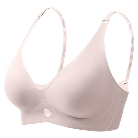 Zshosam Non Wired Bra Women s Padded Full Cup Bra without Underwire with Padding Seamless Bustier Bralette Breathable Soft(Pink L)
