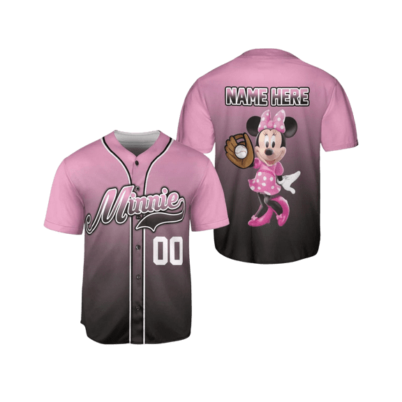 Minnie Mouse Baseball Jersey, Personalized Disney Jersey Shirt, Disneyland Football Shirt, Cartoon Character Matching Tee, Gift For Her