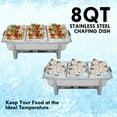 thumbnail image 3 of 6 Pack Chafing Dish Buffet Set, 8QT Buffet Servers and Warmers Chaffing Servers Stainless Steel with 3 1/3 Size Food Pans, 3 of 12