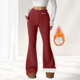 thumbnail image 4 of Womens Fleece Flare Leggings High Waisted Tummy Control Yoga Pants No Front Seam Bootcut Bell Bottoms Workout Activewear, 4 of 7