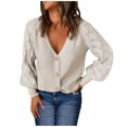 thumbnail image 1 of Suéteres Para Mujer Otoño Invierno Suéter de Punto Casual Botones Sólidos Ahueca Hacia Fuera Tops de Manga Larga Con Cuello en V Odeerbi ODB178093, 1 of 8
