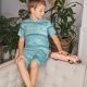 thumbnail image 4 of Balery Teal Turquoise Wood Conjunto de Pijama Infantil de Manga Corta con Estampado – Ropa de Dormir de Algodón Suave-XX-Large, 4 of 6