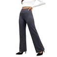 thumbnail image 6 of Pull On Dress Pants Women Stretch Tummy Control Wide Leg Yoga Pants High Waisted Work Trousers Business Casual Slacks Dark Gray M, 6 of 6