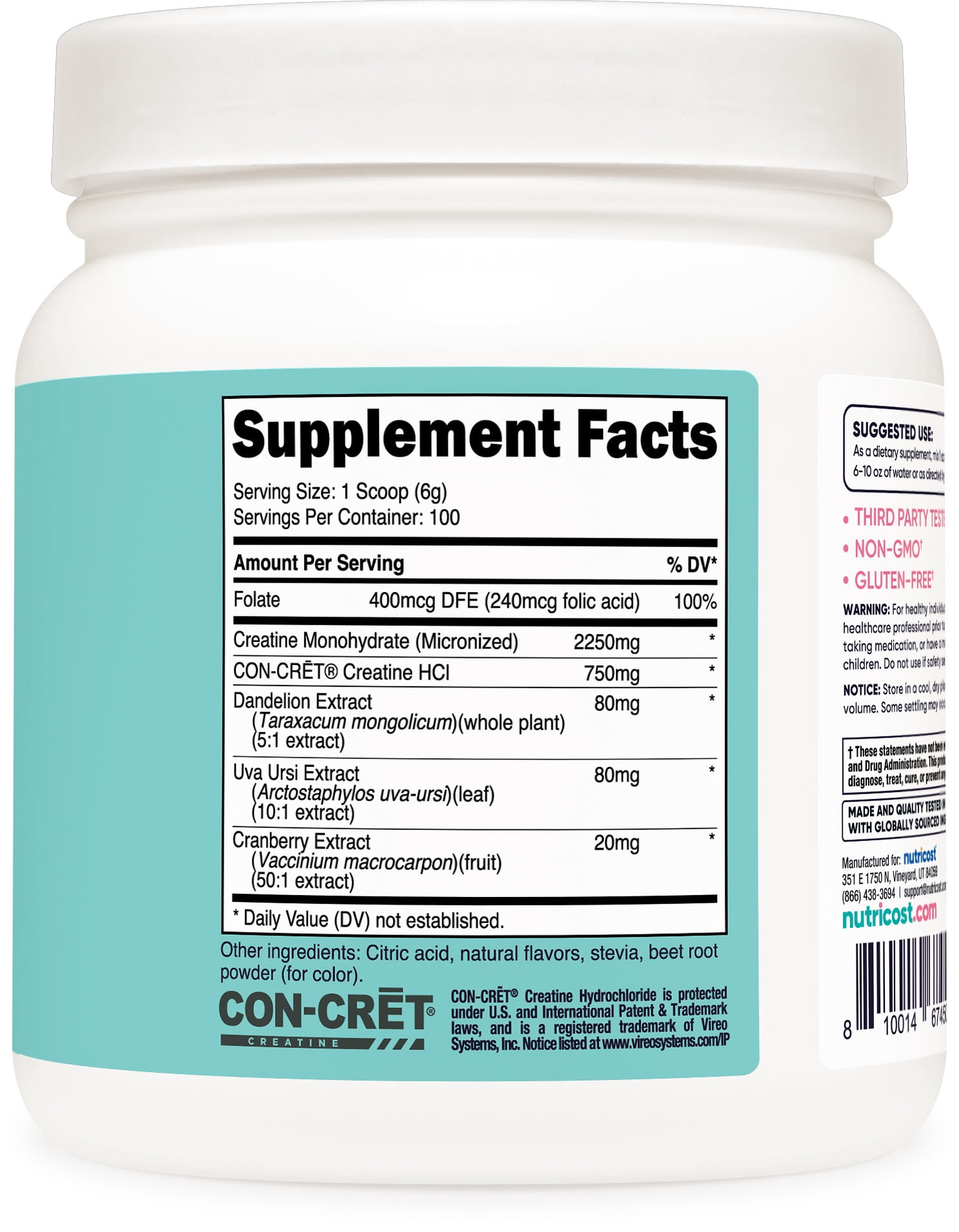 Nutricost Creatine Monohydrate Powder Supplement for Women Strawberry Lemonade, 100 Servings