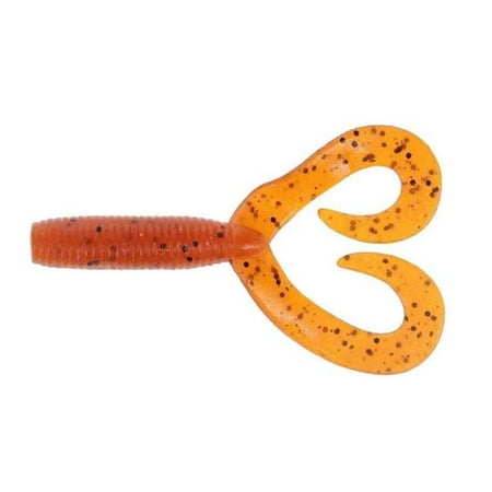 GSM Fishing 4 in. Double Tail Grub Lures Fire Craw - Pack of 20