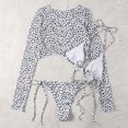 thumbnail image 3 of BIKINX Sexy 3 Piece Swimsuit Women High Cut Bathing Suit Leopard String Bikini Sets Long Sleeve Crop Tops for Women, 3 of 5