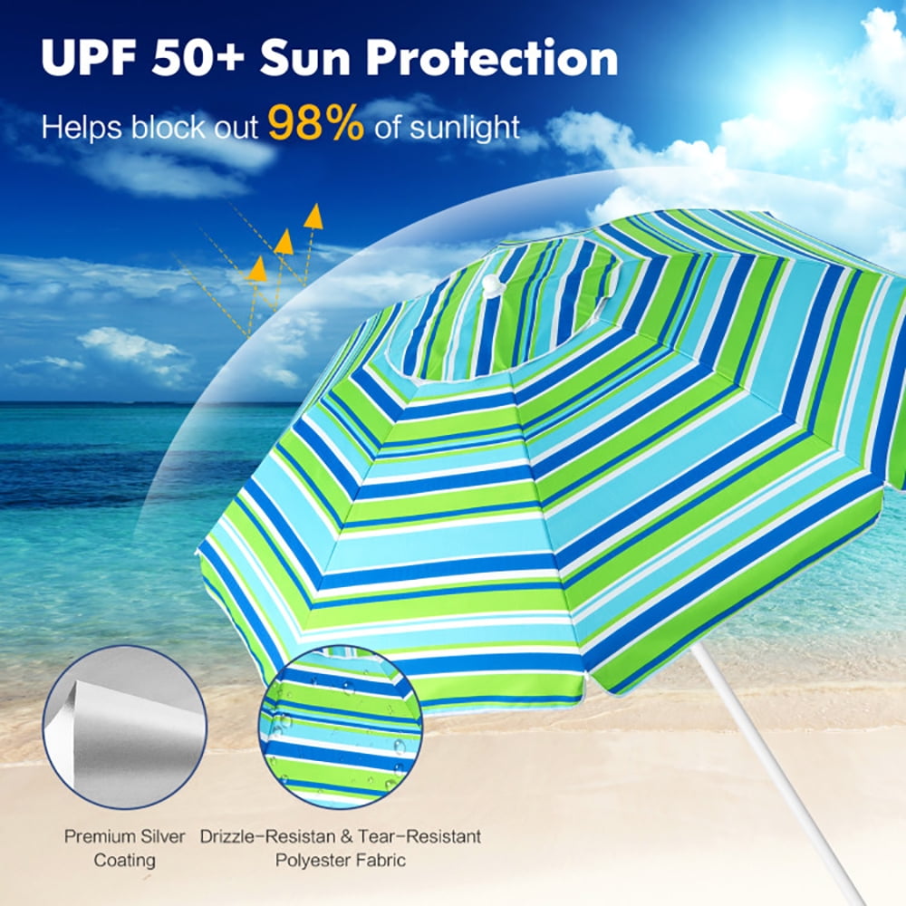 Aimee Lii 6.5 Feet Patio Beach Umbrella with Waterproof Polyester Fabric, Sunbrella Umbrella Outdoor Patio, Green