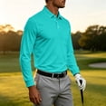 thumbnail image 5 of Fabrcox S-4XL Mens Long Sleeve Polo Shirts with Pockets Collared Work Shirt Men Office Casual Plain Classic Fit Workout Golf Shirt for Men S, 5 of 5