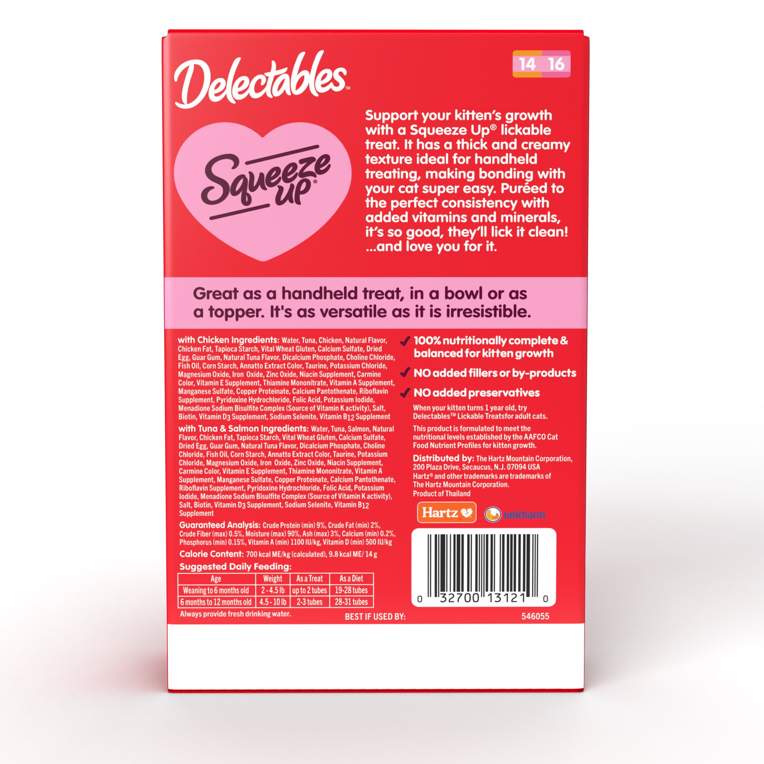 Hartz Delectables Squeeze Up for Kittens, Complete & Balanced Lickable Wet Cat Treat, Variety Pack, 20 Count