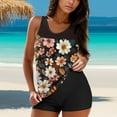 thumbnail image 2 of WTOBBY Women's Flowy Tankini Set Printed Two-Piece Swimsuit with Adjustable Shorts & Top Conservative Beachwear for Pool Party,Black L, 2 of 5