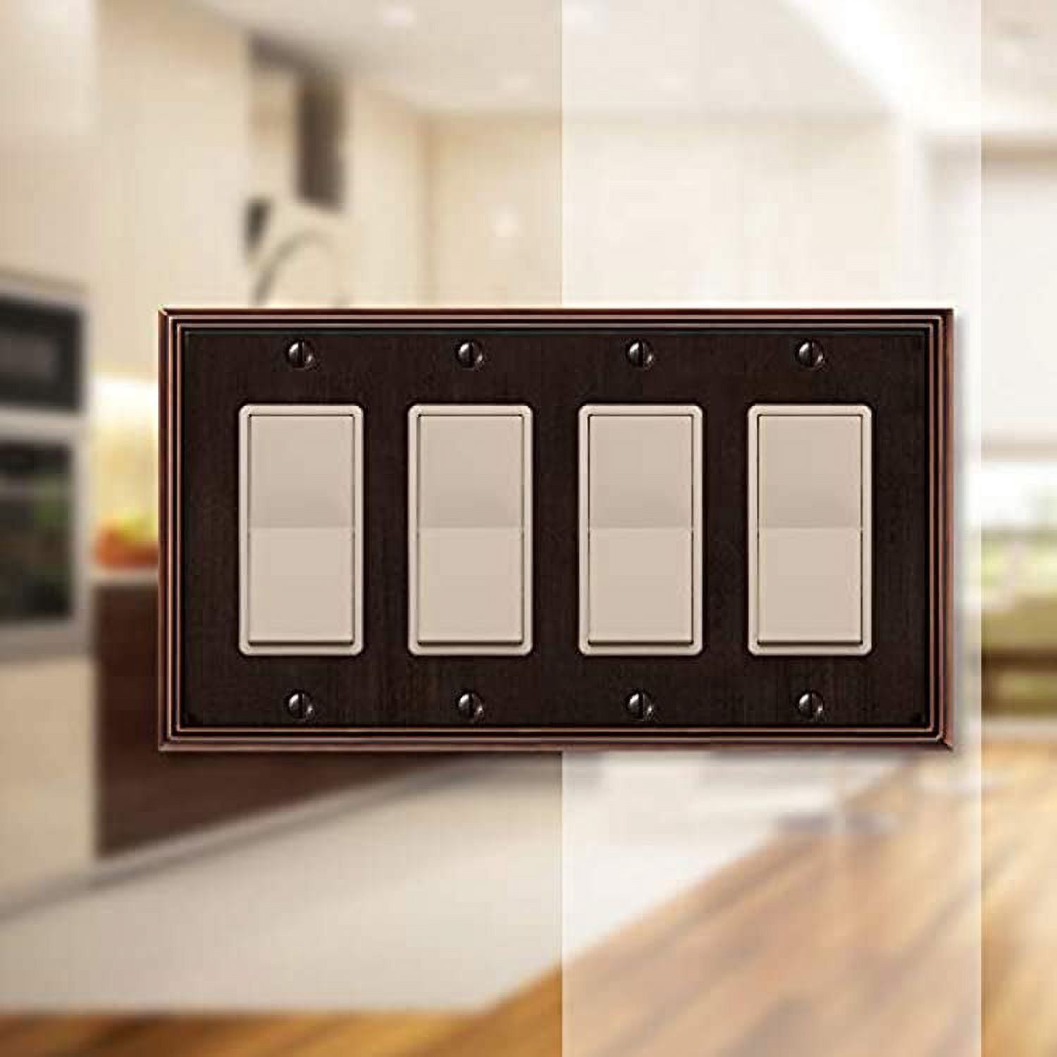 Amerelle 77R4DB Moderne Wallplate 4 Rocker Cast Metal Aged Bronze 1-Pack