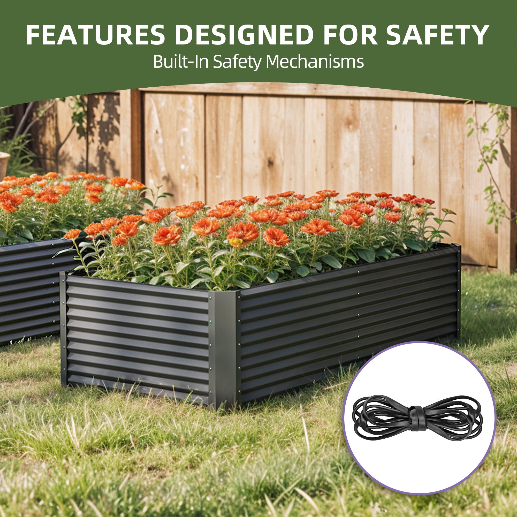 Uforic 2 Pack 8x4x2 ft Black Galvanized Raised Garden Bed Kit, Metal Planter Box with Gloves, Ground Nails & Support Rod, Outdoor Above-Ground Planter for Plants, Vegetables, and Flowers