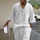 thumbnail image 2 of Camisas de Manga Corta de los Hombres con Cuello en V Set de Blusa, Poliéster Ligero para el Hogar, Diario Y Próximo Verano de Primavera, 2 of 6