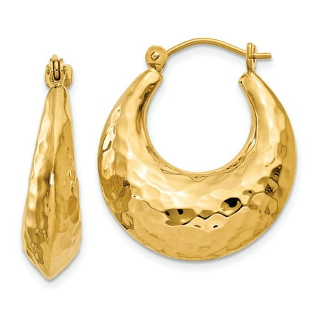 14kt Yellow Gold Hammered Hoop Earrings Ear Hoops Set Fine Jewelry Ideal Gifts For Women Gift Set From Heart