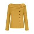 thumbnail image 5 of Women Off Shoulder Tops Long Sleeve Cross Wrap Asymmetrical Blouses Tunics Top Casual Button Down Blouse Sexy Base Layer Shirts Trendy Dressy 2026 Blouse, 5 of 7