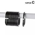 thumbnail image 4 of 12 X SHOWER CURTAIN PLASTIC HOOKS Set Rings C Shape Clear Black V1C2 Bath6s T0V, 4 of 8