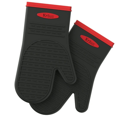 Simplicity Oven Mitt - KRAUS Heat-Resistant 100% Food-Safe Silicone Non-Slip Oven Mitt Pack of 2