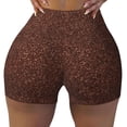 thumbnail image 2 of Uemuo Dark Brown Glitter Pattern Women Workout Impact Shorts Scrunch Butt Lifting Gym Shorts Seamless Booty Biker Shorts-Medium, 2 of 8