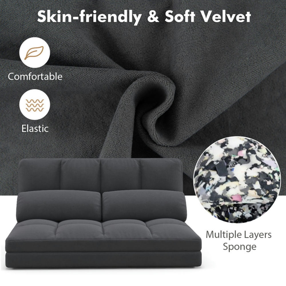 Finihen Floor Sofa, Adjustable Folding Floor Sofa Bed, Floor Sofa Bed with 6 Positions Adjustable Backrest Skin-friendly Velvet Cover, for Living Room, Bedroom, Dark Gray Finihen Floor Sofa, Adjustable Folding Floor Sofa Bed, Floor Sofa Bed with 6 Positions Adjustable Backrest Skin-friendly Velvet Cover, for Living Room, Bedroom, Dark Gray