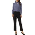 thumbnail image 2 of INSPIRE CHIC Women's Stand Collar Pleated Button Keyhole Button Blouse XS Grey White, 2 of 6