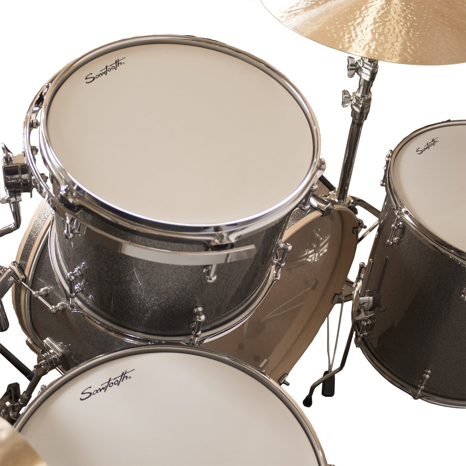 Sawtooth Command Series 4-Piece Drum Set Shell Pack with 24" Bass Drum, Silver Sparkle